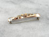 Floral Branch and Leaves Antique Gold Bar Pin