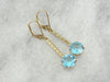 Blue Topaz  in Vintage Fine Gold Drop Earrings