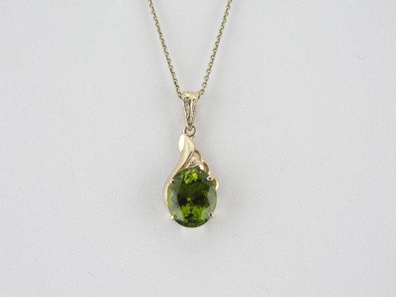 Olive Green Peridot Gold Pendant