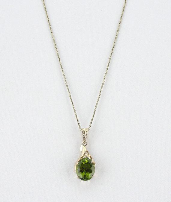 Olive Green Peridot Gold Pendant
