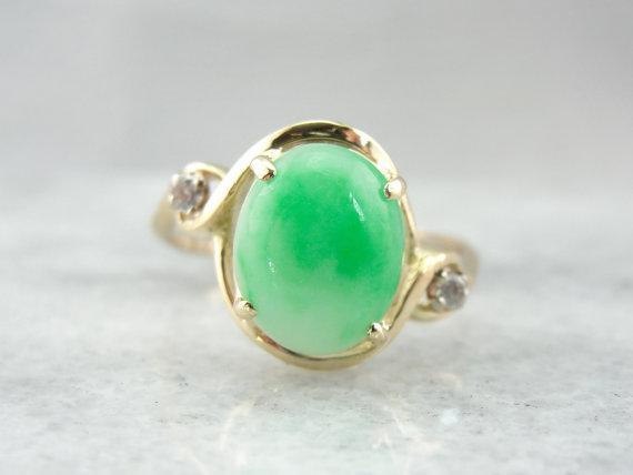 *RESERVED* Ladies Jadeite and Diamond Cocktail Ring