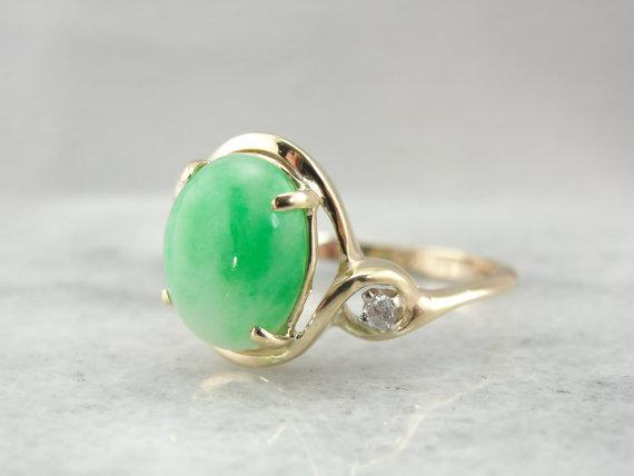 *RESERVED* Ladies Jadeite and Diamond Cocktail Ring