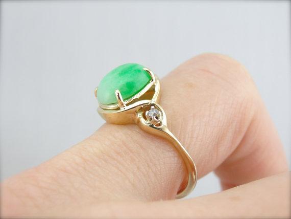 *RESERVED* Ladies Jadeite and Diamond Cocktail Ring