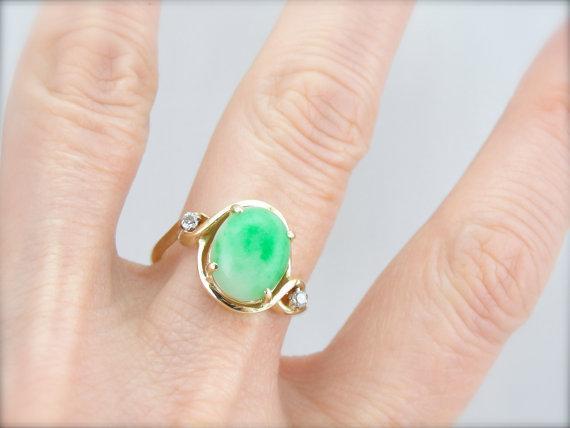 *RESERVED* Ladies Jadeite and Diamond Cocktail Ring