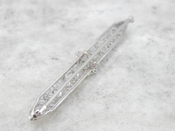 Edwardian Platinum Lace and Diamond Filigree Pin