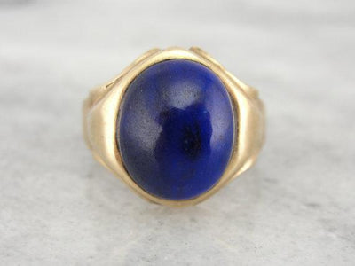 Retro Era Lapis Lazuli Ring with High Dome