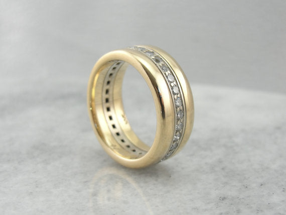 Retro 1940's Two Toned Gold Diamond Wedding Band