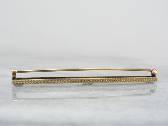 Art Deco Old Mine Cut Gold Filigree Bar Pin
