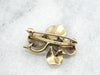 Shamrock and Natural Pearl Pin in Polished Gold