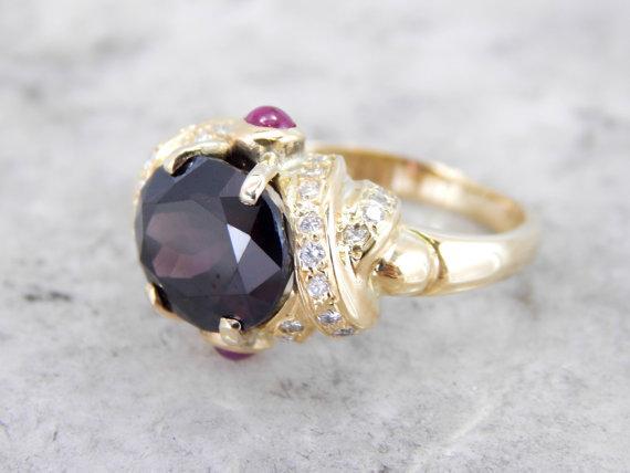 Modern Crisscross Ruby and Red Zircon Cocktail Ring