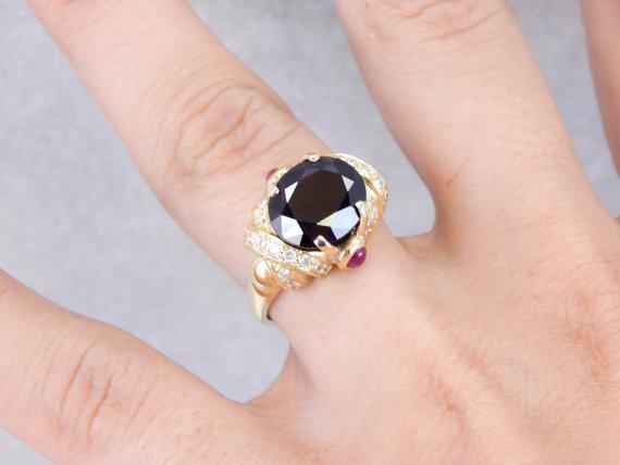 Modern Crisscross Ruby and Red Zircon Cocktail Ring