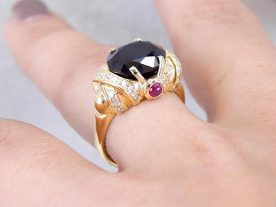 Modern Crisscross Ruby and Red Zircon Cocktail Ring