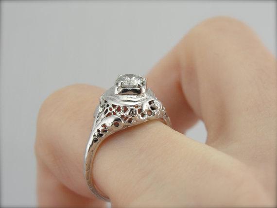Buy Filigree Diamond Engagement Ring 14K White Gold 1.15 Carat Certified  Handmade Vintage Style Engraved Pave Online in India - Etsy