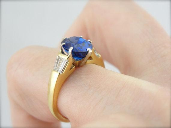 Modern Sapphire Engagement Ring with Channel Set Diamonds