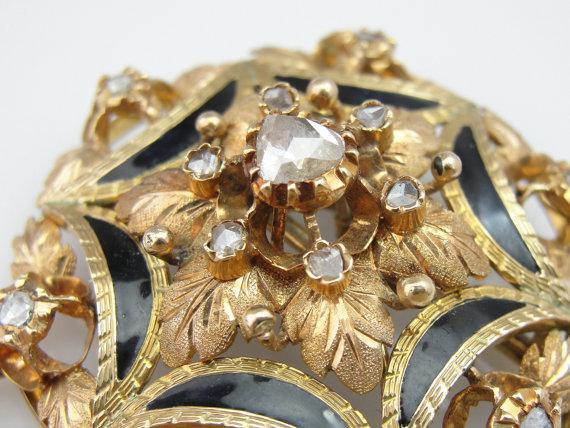 Victorian Festoon Pin with Rose Cut Diamonds