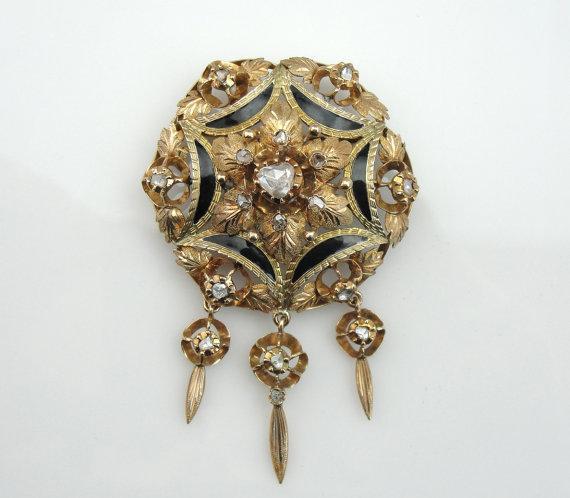 Victorian Festoon Pin with Rose Cut Diamonds