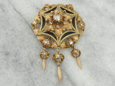 Victorian Festoon Pin with Rose Cut Diamonds