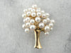 Pearl and 14K Yellow Gold Tree Brooch