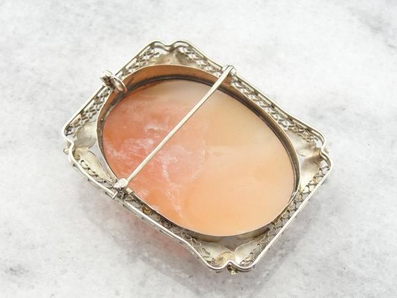 Fine White Shell Cameo in Filigree Frame