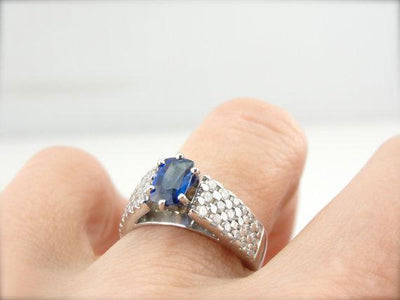 Luxurious Sapphire, Platinum and Diamond Ring