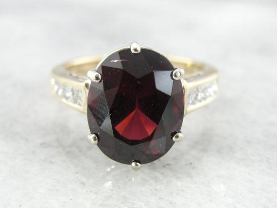 Rhodolite Garnet Diamond Gold Cocktail Ring