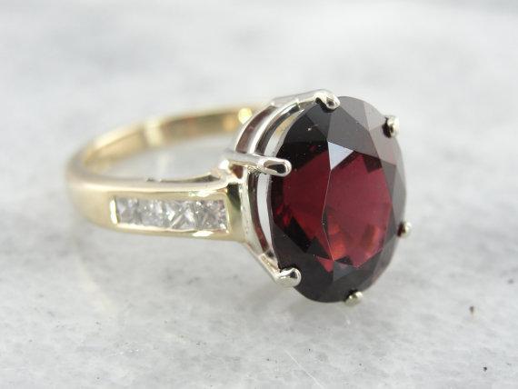 Rhodolite Garnet Diamond Gold Cocktail Ring