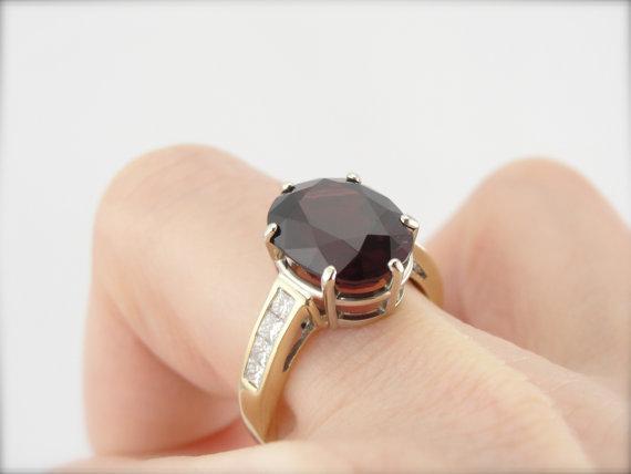 Rhodolite Garnet Diamond Gold Cocktail Ring