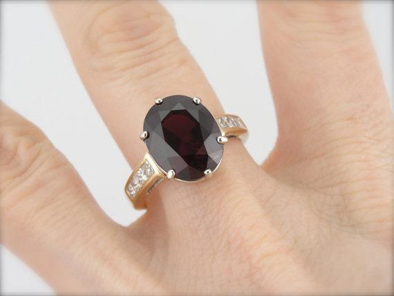 Rhodolite Garnet Diamond Gold Cocktail Ring