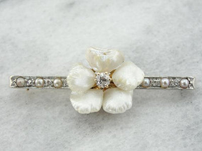 Diamond and Pearl Blossom Brooch