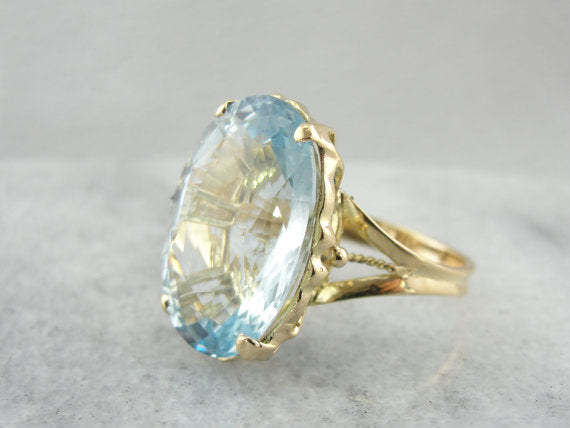 Glittering Pale Blue Aquamarine Cocktail Ring
