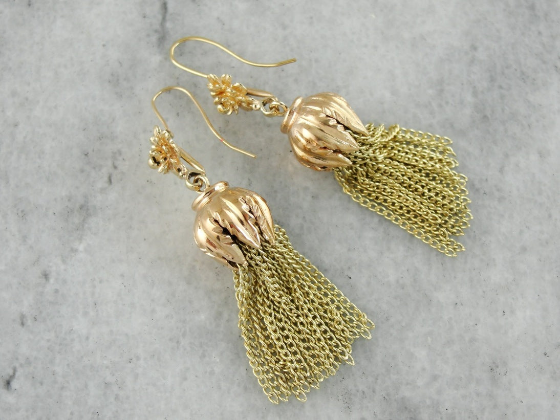 Golden Tasseled Drop Earrings