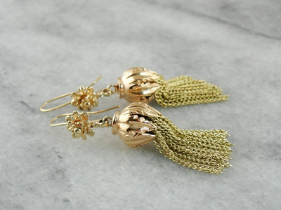 Golden Tasseled Drop Earrings
