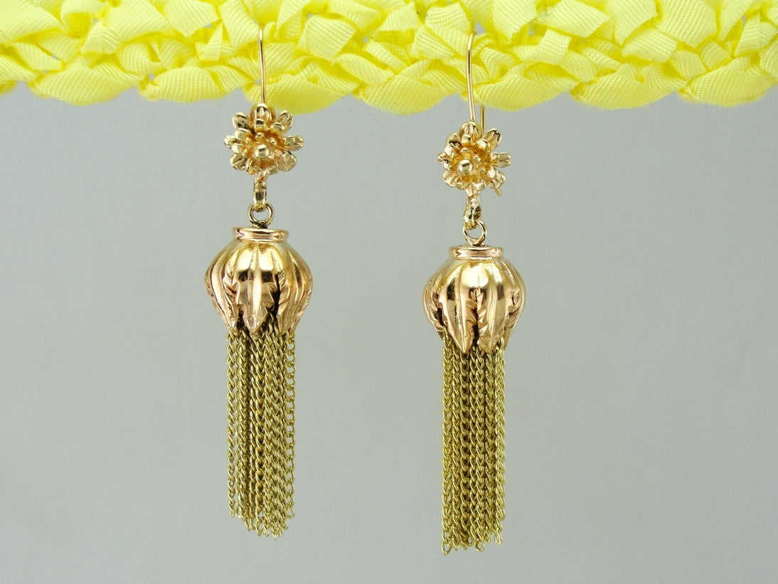 Golden Tasseled Drop Earrings