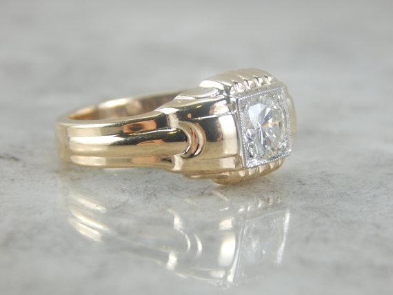 Retro Diamond Engagement Ring