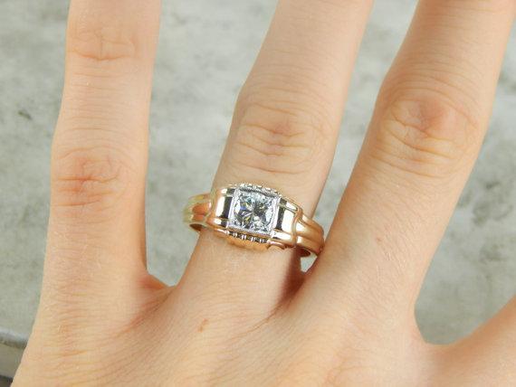 Retro Diamond Engagement Ring