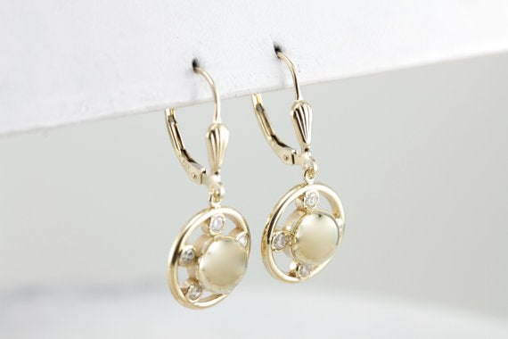 Vintage Diamond Drop Earrings, Versatile and Lovely Drops with Modernist Flair, Polished Yellow Gold