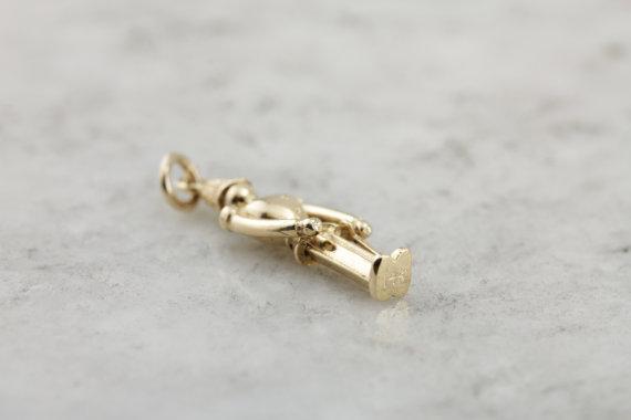 Toy Soldier, Vintage Yellow Gold Keepsake Charm or Layering Pendant