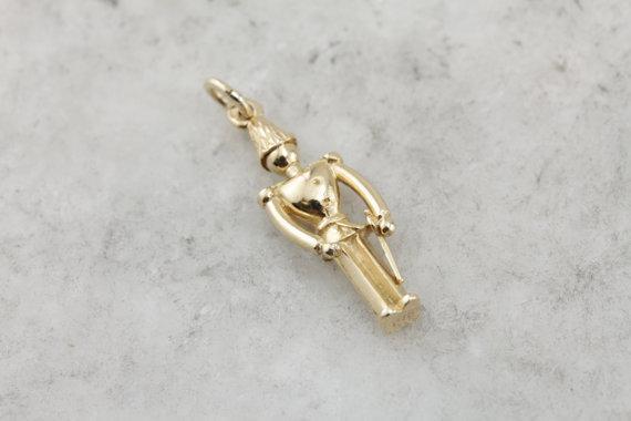 Toy Soldier, Vintage Yellow Gold Keepsake Charm or Layering Pendant