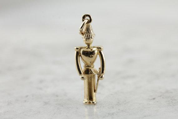 Toy Soldier, Vintage Yellow Gold Keepsake Charm or Layering Pendant