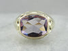 Amethyst Men's Statement Ring in Yellow Gold, Bold Statement Ring in Early Retro Era Style