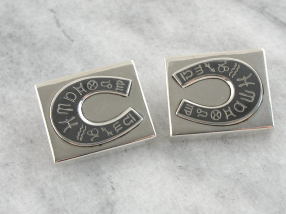 El Zodíaco en Siam: Gemelos Niello Sterling Siam, Diseño del Zodíaco en Herradura