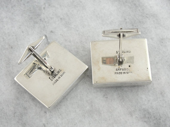 Boutons De Manchette Vintage En Argent Sterling Avec émail Siamois - Élégance Rétro