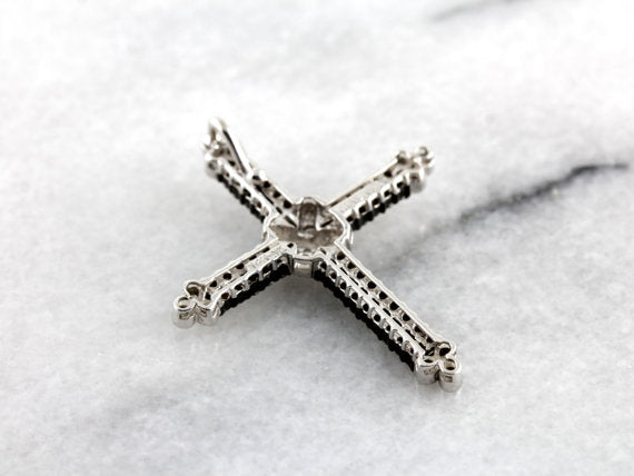 Stunning Champagne Diamond Contemporary Cross Pendant