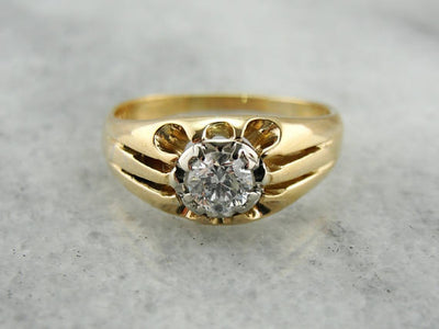 Vintage Diamond Belcher Solitaire Engagement Ring