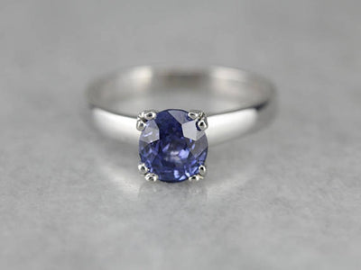 Sleek Sapphire and Platinum Engagement Ring