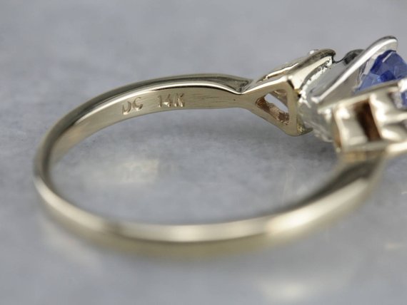 Natural Sapphire and Diamond Engagement Ring