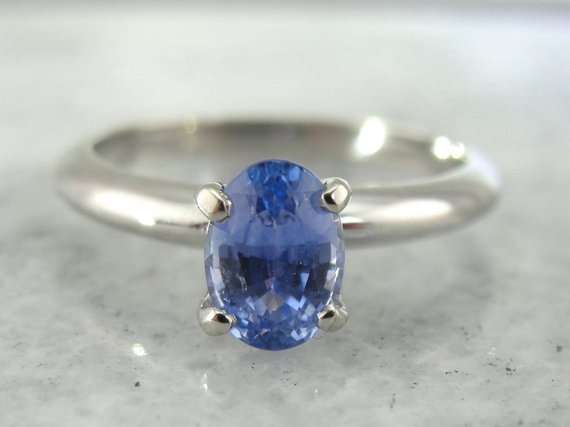 Solitaire Sapphire and Platinum Engagement Ring