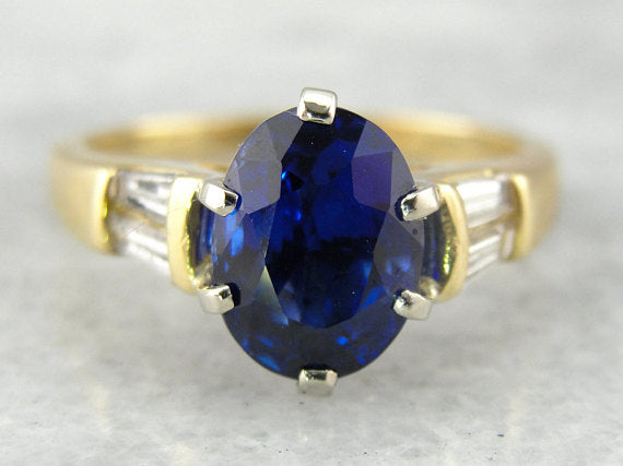 Modern Sapphire Engagement Ring with Channel Set Diamonds