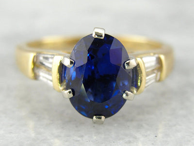 Contemporary Sapphire Engagement Ring with Channel Set Diamonds
