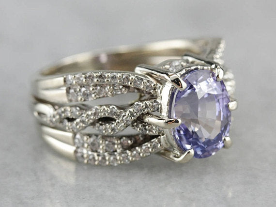 Purple Sapphire and Diamond Cocktail Ring